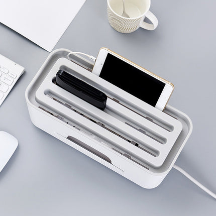 Multifunctional Desktop Power Cord Row and Cable Management Box(White)-garmade.com