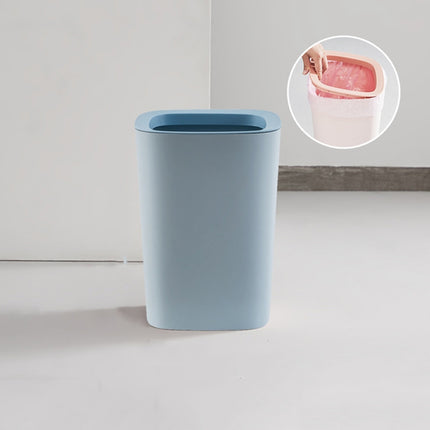 Living Room Household Large Kitchen Bathroom Trash Can with Press-ring(Blue)-garmade.com