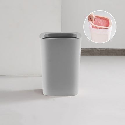 Living Room Household Large Kitchen Bathroom Trash Can with Press-ring(Grey)-garmade.com