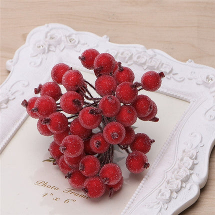 2 PCS 12mm Simulation Berry Frost Red Small Fruit Foam Berry DIY Accessories Flower Arrangement Material(Red)-garmade.com