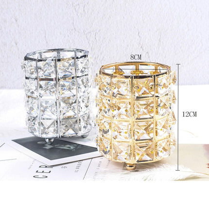 2 PCS Crystal Pencil Holder Storage Tube for Cosmetic Brush(Silver)-garmade.com