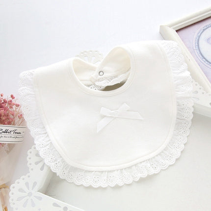 Newborn Lace Bow Baby Bibs Infant Saliva Towels(White)-garmade.com