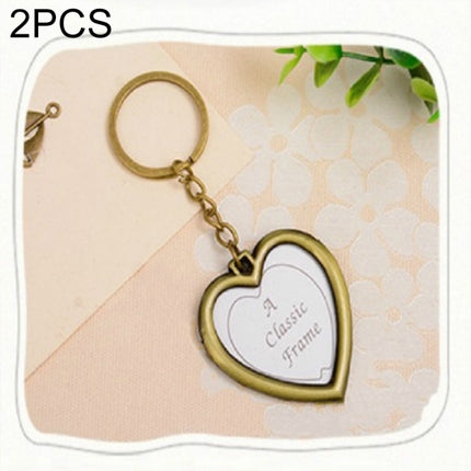 2 PCS Creative Metal Vintage Photo Frame(Heart Keychain)-garmade.com