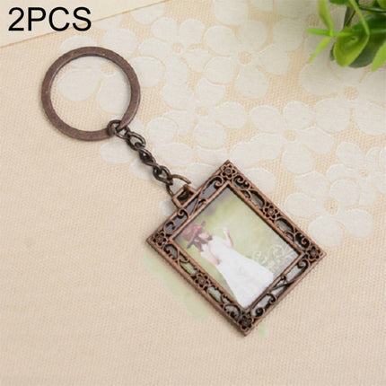 2 PCS Creative Metal Vintage Photo Frame(Square Keychain)-garmade.com