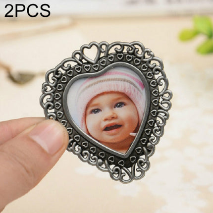 2 PCS Creative Metal Vintage Photo Frame(Lace Heart)-garmade.com