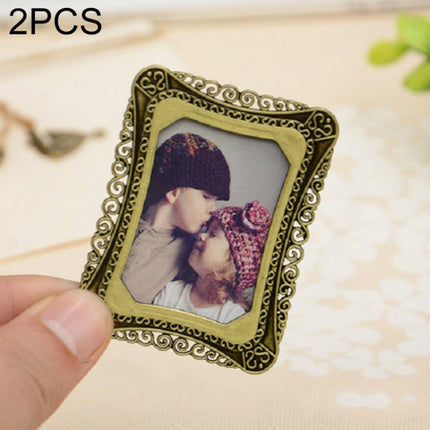 2 PCS Creative Metal Vintage Photo Frame(Golden Square)-garmade.com