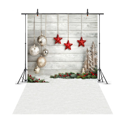 1.5m x 2.1m Snow Ground Wooden Wall Party Festival Setting Photography Background Cloth-garmade.com