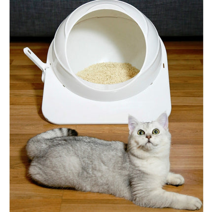 Cat Litter Box Pet Large Enclosed Toilet(White)-garmade.com