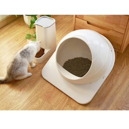 Cat Litter Box Pet Large Enclosed Toilet(White)-garmade.com