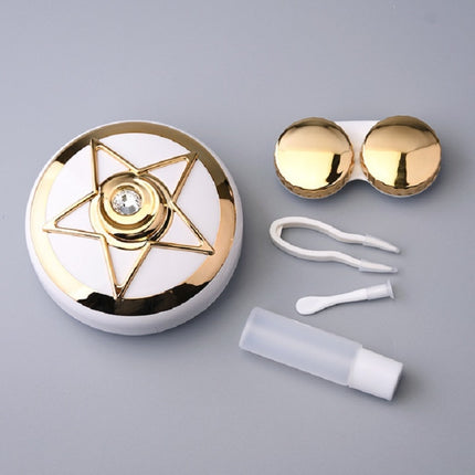Portable Beauty Lens Care Double Box Contact Lens Case(Gold)-garmade.com