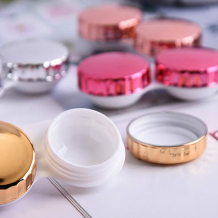 Portable Beauty Lens Care Double Box Contact Lens Case(Gold)-garmade.com
