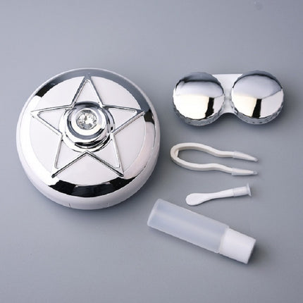 Portable Beauty Lens Care Double Box Contact Lens Case(Silver)-garmade.com