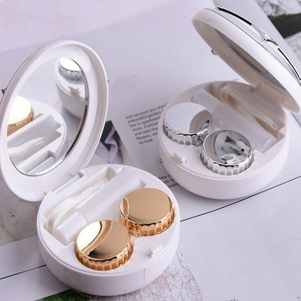 Portable Beauty Lens Care Double Box Contact Lens Case(Rose Gold)-garmade.com