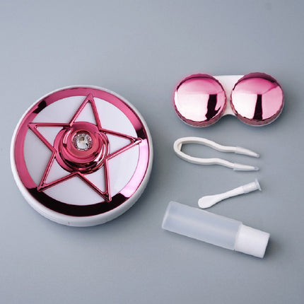 Portable Beauty Lens Care Double Box Contact Lens Case(Rose Red)-garmade.com