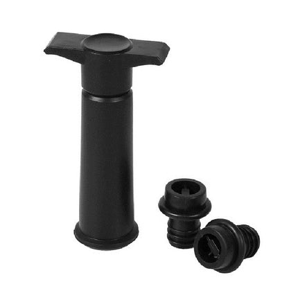 Red Wine Vacuum Pump Freshener Silicone Wine Stopper Set, Specification:Black Pump 2 Stoppers (OPP Bag)-garmade.com
