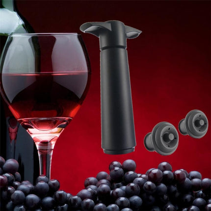 Red Wine Vacuum Pump Freshener Silicone Wine Stopper Set, Specification:Black Pump 2 Stoppers (Box)-garmade.com