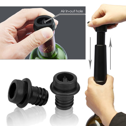 Red Wine Vacuum Pump Freshener Silicone Wine Stopper Set, Specification:2 Stoppers Three Holes (OPP Bag)-garmade.com