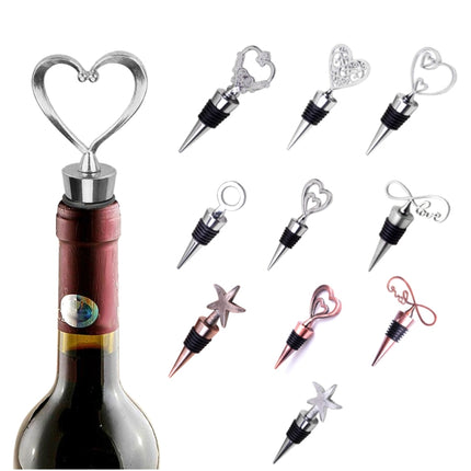 Metal Special Shape Wine Stopper(Heart to Heart Red Bronze)-garmade.com