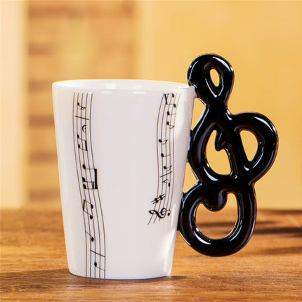 Guitar Ceramic Cup Personality Music Note Milk Juice Lemon Mug Coffee Tea Cup Home Office Drinkware Unique Gift(Note Five Line)-garmade.com