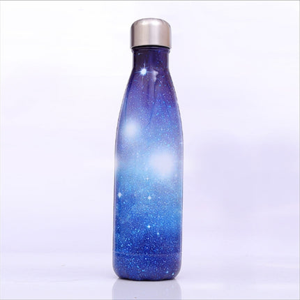 Starry Sky Pattern Thermal Cup Vacuum Flask Heat Water Bottle Portable Stainless Steel Sports Kettle, Capacity:500ml(Blue)-garmade.com