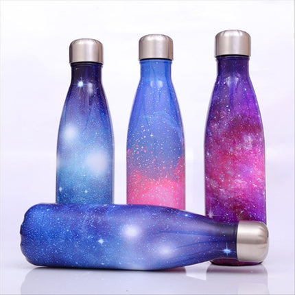 Starry Sky Pattern Thermal Cup Vacuum Flask Heat Water Bottle Portable Stainless Steel Sports Kettle, Capacity:500ml(Blue)-garmade.com