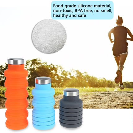 Portable Silicone Water Bottle Retractable Folding Coffee Bottle Outdoor Travel Drinking Sport Drink Kettle,Capacity:500ml(Gray)-garmade.com