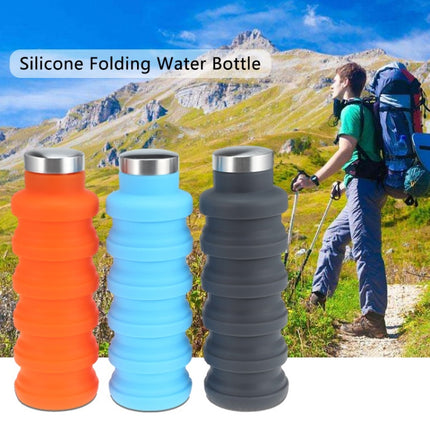 Portable Silicone Water Bottle Retractable Folding Coffee Bottle Outdoor Travel Drinking Sport Drink Kettle,Capacity:500ml(Gray)-garmade.com