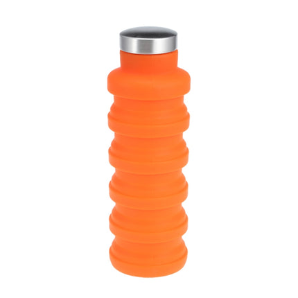 Portable Silicone Water Bottle Retractable Folding Coffee Bottle Outdoor Travel Drinking Sport Drink Kettle,Capacity:500ml(Orange)-garmade.com