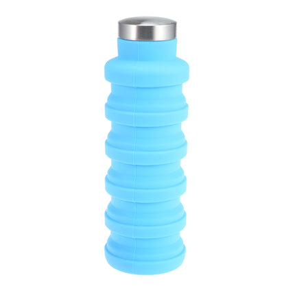 Portable Silicone Water Bottle Retractable Folding Coffee Bottle Outdoor Travel Drinking Sport Drink Kettle,Capacity:500ml(Blue)-garmade.com