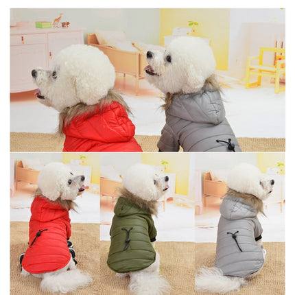 Pet Dog Coat Winter Warm Small Dog Clothes For Chihuahua Soft Fur Hood Puppy Jacket Clothing for Chihuahua Small Large Dogs, Size:S(Green)-garmade.com