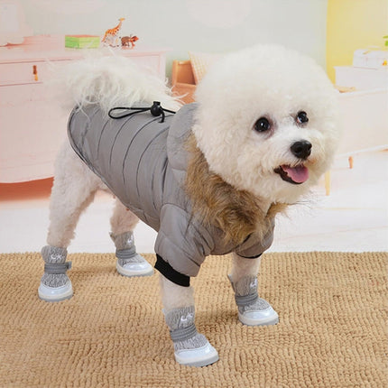 Pet Dog Coat Winter Warm Small Dog Clothes For Chihuahua Soft Fur Hood Puppy Jacket Clothing for Chihuahua Small Large Dogs, Size:S(Grey)-garmade.com