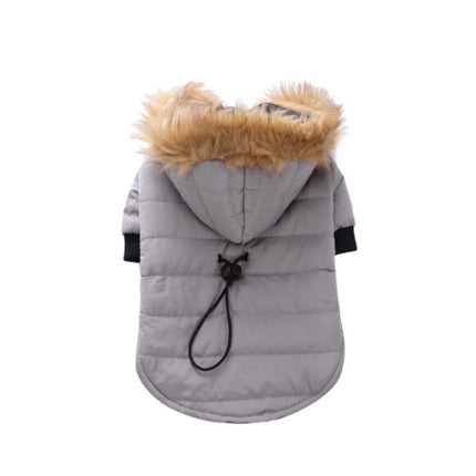 Pet Dog Coat Winter Warm Small Dog Clothes For Chihuahua Soft Fur Hood Puppy Jacket Clothing for Chihuahua Small Large Dogs, Size:S(Grey)-garmade.com