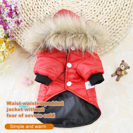 Pet Dog Coat Winter Warm Small Dog Clothes For Chihuahua Soft Fur Hood Puppy Jacket Clothing for Chihuahua Small Large Dogs, Size:S(Red)-garmade.com