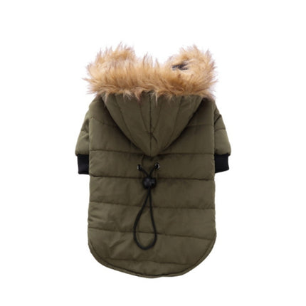 Pet Dog Coat Winter Warm Small Dog Clothes For Chihuahua Soft Fur Hood Puppy Jacket Clothing for Chihuahua Small Large Dogs, Size:M(Green)-garmade.com