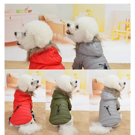 Pet Dog Coat Winter Warm Small Dog Clothes For Chihuahua Soft Fur Hood Puppy Jacket Clothing for Chihuahua Small Large Dogs, Size:M(Green)-garmade.com