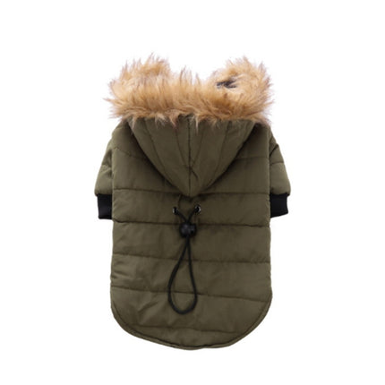 Pet Dog Coat Winter Warm Small Dog Clothes For Chihuahua Soft Fur Hood Puppy Jacket Clothing for Chihuahua Small Large Dogs, Size:XL(Green)-garmade.com