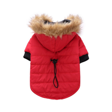 Pet Dog Coat Winter Warm Small Dog Clothes For Chihuahua Soft Fur Hood Puppy Jacket Clothing for Chihuahua Small Large Dogs, Size:XL(Red)-garmade.com