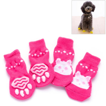 2 Pairs Cute Puppy Dogs Pet Knitted Anti-slip Socks, Size:S (Pink Rabbit)-garmade.com