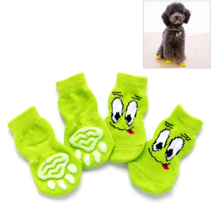 2 Pairs Cute Puppy Dogs Pet Knitted Anti-slip Socks, Size:M (Green Eyes)-garmade.com