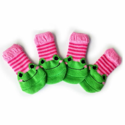 2 Pairs Cute Puppy Dogs Pet Knitted Anti-slip Socks, Size:L (Frog)-garmade.com