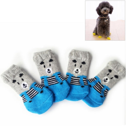 2 Pairs Cute Puppy Dogs Pet Knitted Anti-slip Socks, Size:L (Bear)-garmade.com