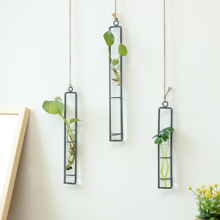 Home Gardening Iron Art Charm Glass Wall Hanging Plant Bonsai Decorative Accessories, Size:S-garmade.com