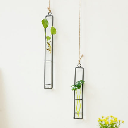 Home Gardening Iron Art Charm Glass Wall Hanging Plant Bonsai Decorative Accessories, Size:S-garmade.com