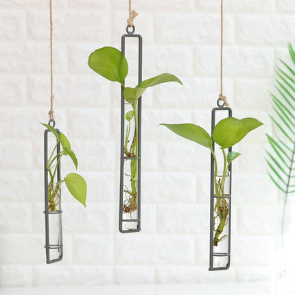 Home Gardening Iron Art Charm Glass Wall Hanging Plant Bonsai Decorative Accessories, Size:M-garmade.com