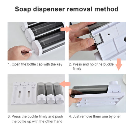 Bosharon Shampoo Shower Gel Box Household Hand Sanitizer Box Bathroom Wall-mounted Punch-free Double-head Soap Dispenser, Style:Single Grid(White)-garmade.com