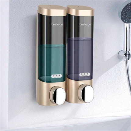 Bosharon Shampoo Shower Gel Box Household Hand Sanitizer Box Bathroom Wall-mounted Punch-free Double-head Soap Dispenser, Style:Double Grid(Gold)-garmade.com
