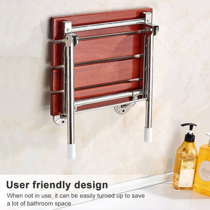 Wood Folding Wall Mounted Relaxation Shower Chair Solid Seat-garmade.com