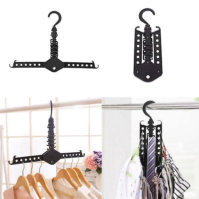 2 PCS Magic Multi-Functional Dual Hanger Folding Clothes Hanger Clothing Drying Rack-garmade.com