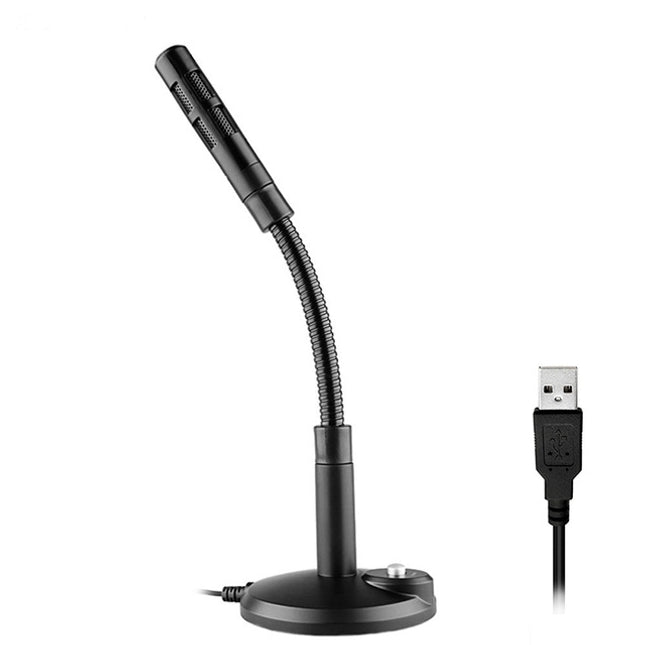 USB Condenser Microphone with Cable for Computer PC Desktop Laptop Notebook Cable Recording Gaming Podcasting, Color:Black-garmade.com