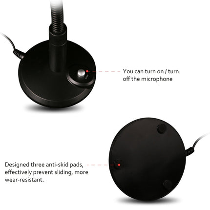 USB Condenser Microphone with Cable for Computer PC Desktop Laptop Notebook Cable Recording Gaming Podcasting, Color:Black-garmade.com